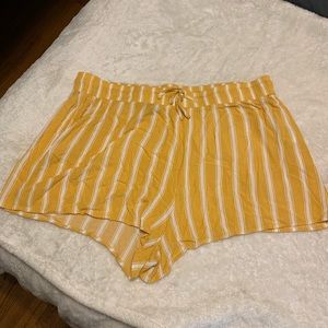 Forever 21 White and Yellow Linen Shorts